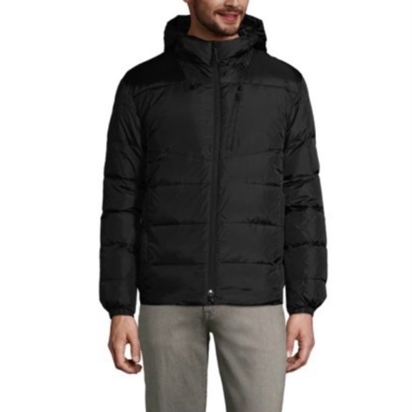 LANDSEND Mens Expedition Down Puffer Jacket Lightweight Warm BLACK - Picture 1 of 4